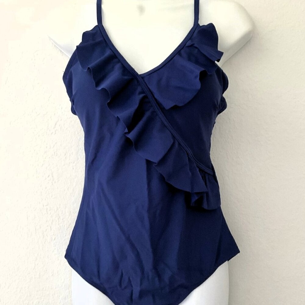 NEW RUFFLE STRAPPY BACK ONE PIECE SWIMSUIT - Picture 4 of 9